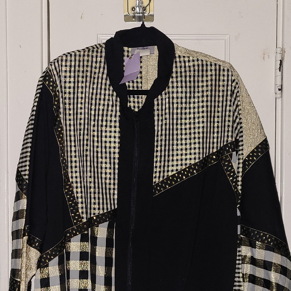 Stitches Black and Gold Patterned Bomber Jacket